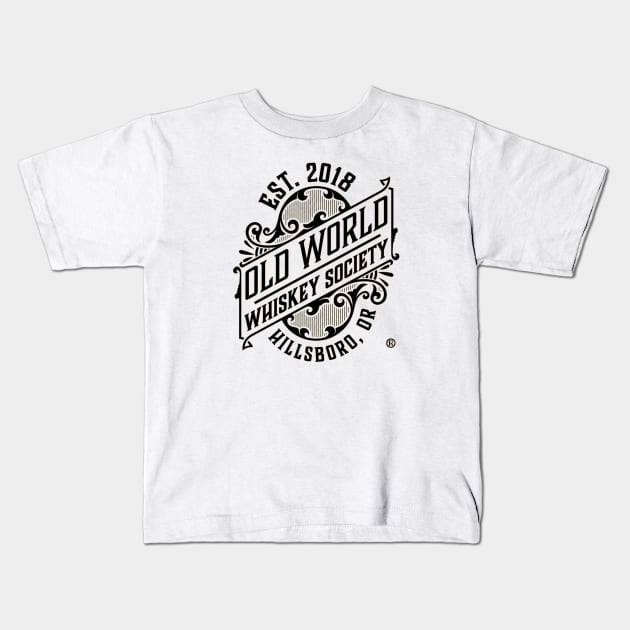 Black OWWS logo Hillsboro Kids T-Shirt by Old World Whiskey Society